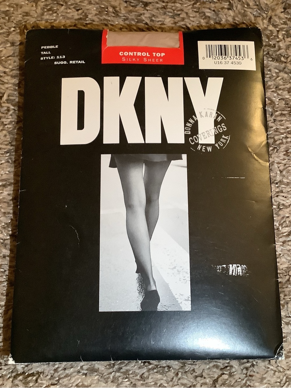DKNY control top silky sheer pantyhose, color pebble, size: Tall